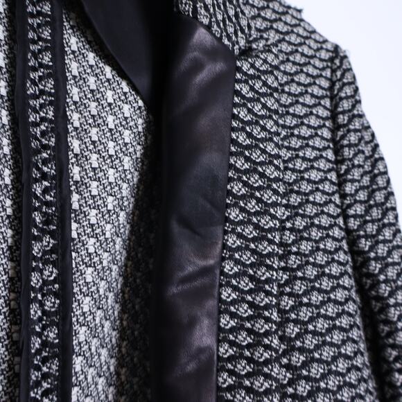 RAG & BONE Lorimer Jacquared Tuxedo Blazer Black Leather and Tweed Women's 8 - Picture 7 of 11